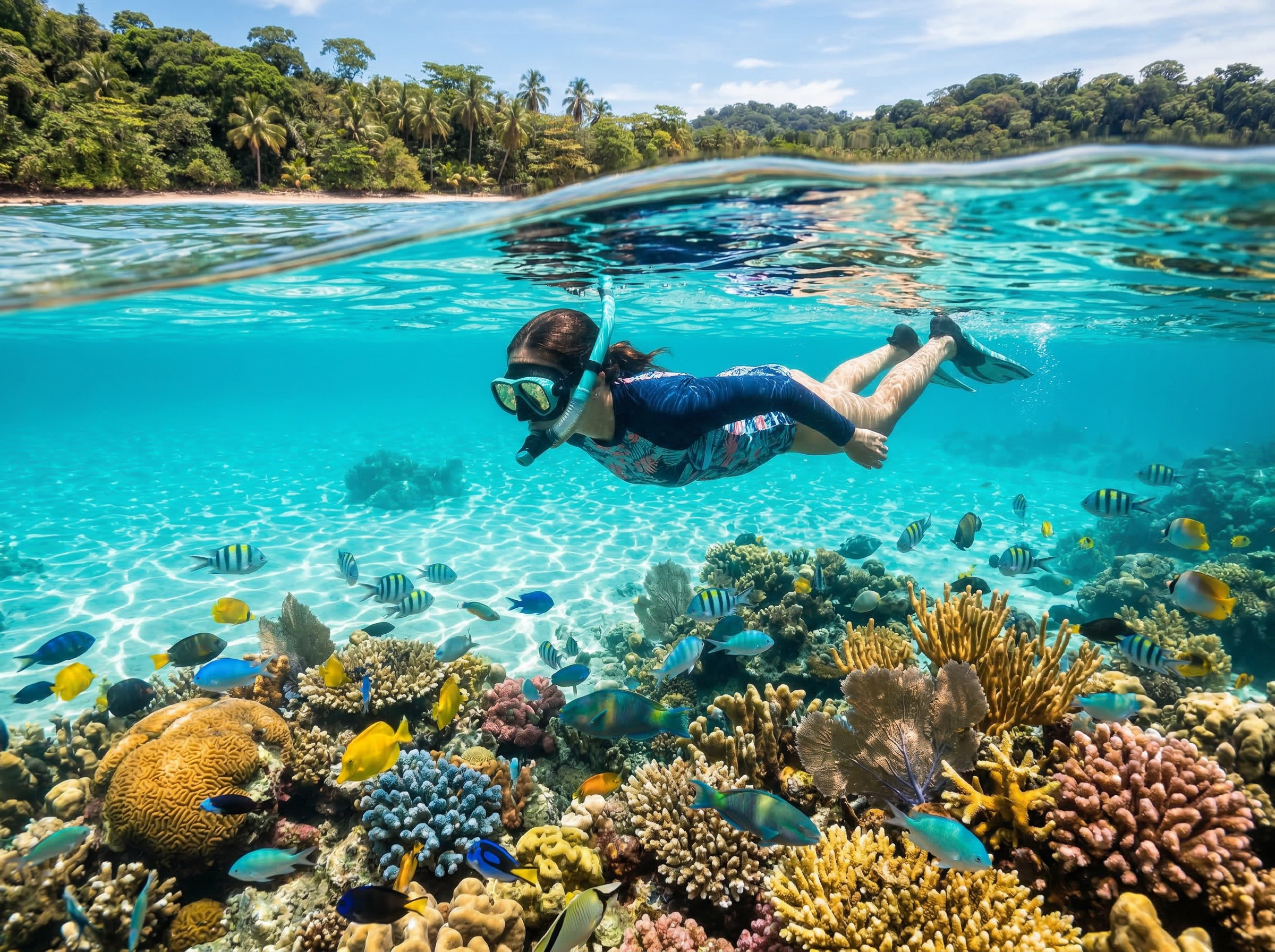 Snorkeling excursion in Guanacaste, Costa Rica with colorful fish and clear water